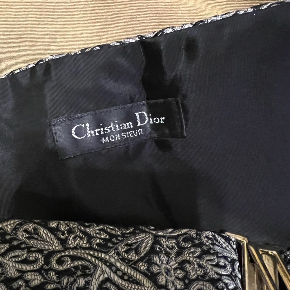 Christian Dior Monsieur Brocade Evening Cummerbund - Black & Silver Paisley Silk